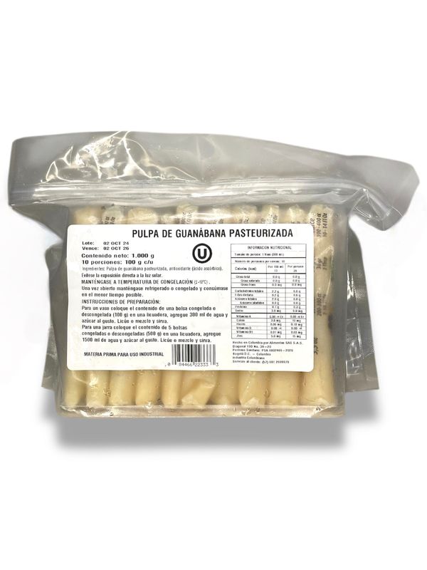Pulpa de Guanábana Congelada en Kilo Porcionado (10)
