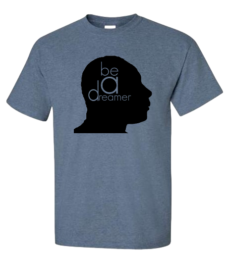 MLK Be A Dreamer Black on Heather Blue Tee