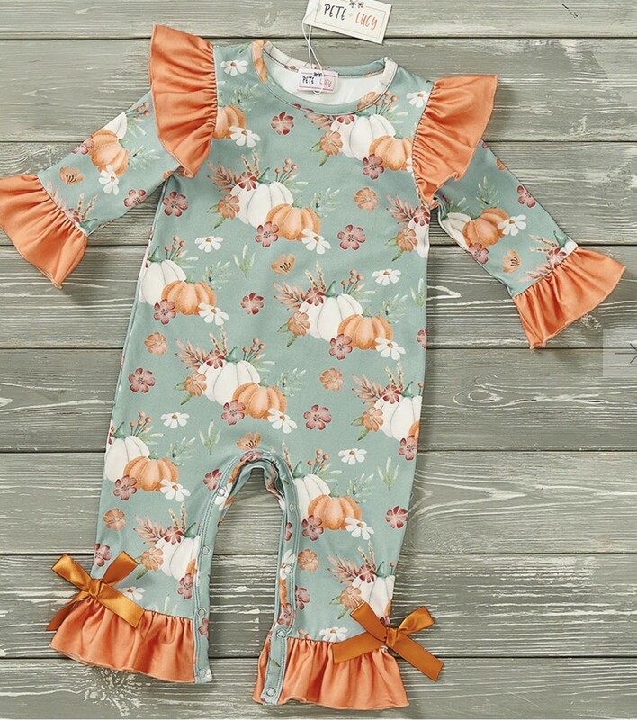 Pete &amp; Lucy Pumpkin Harvet Girl Infant Romper