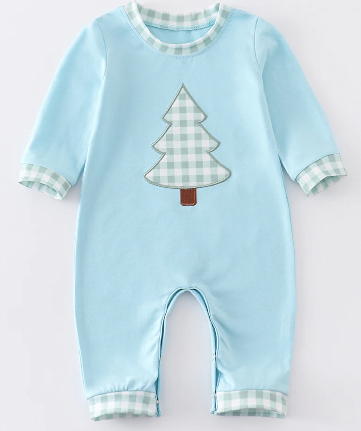 Blue Christmas Tree Appliqué boy romper