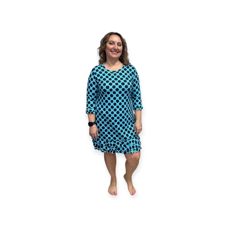 Lula-B 3/4 Sleeve Ruffle Trim Dress (UPF50)