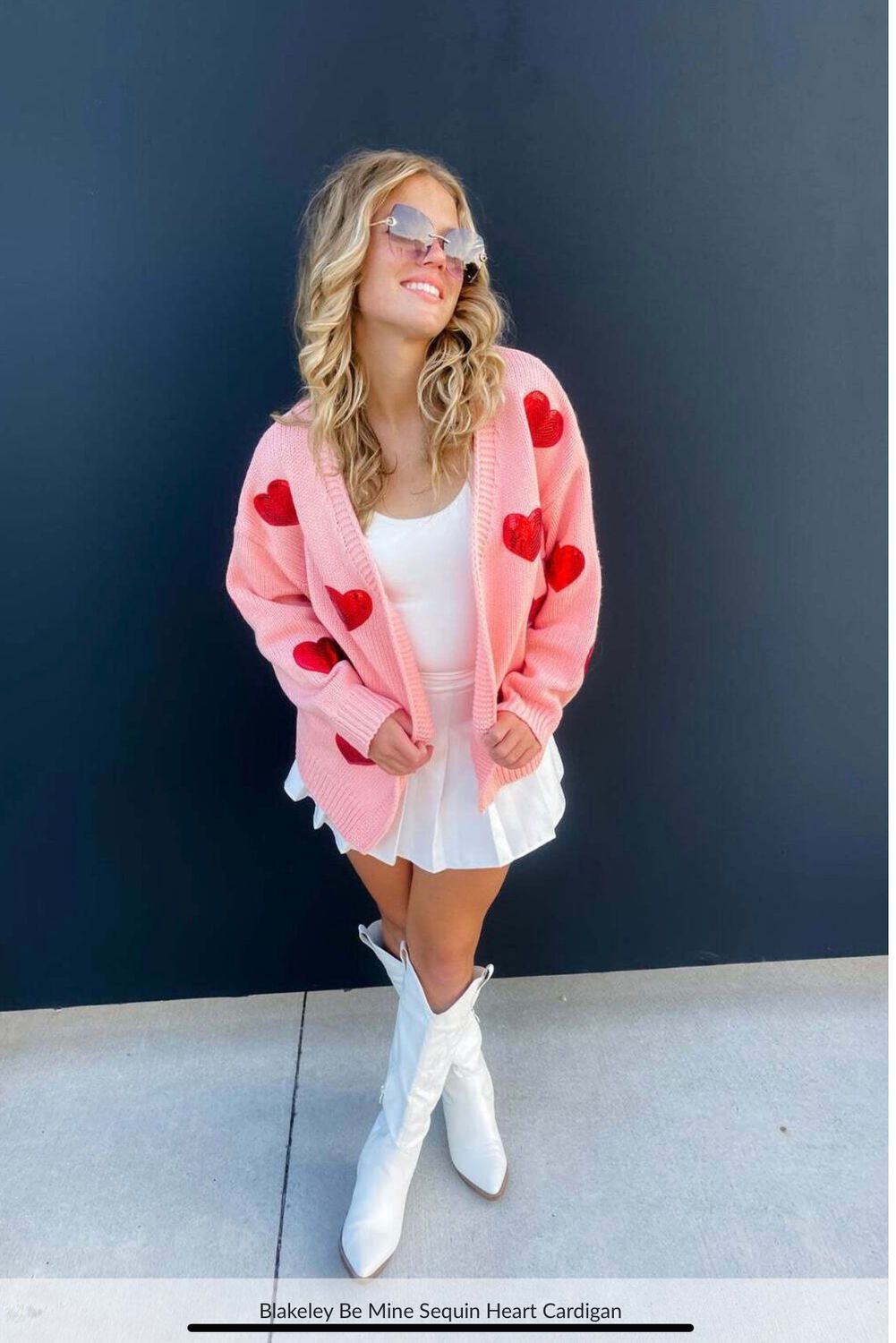 Blakeley Be Mine Sequin Heart Cardigan