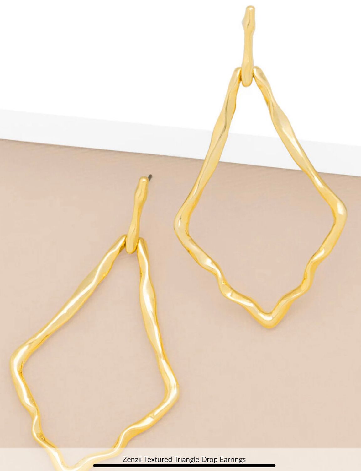 Zenzii Textured Triangle Drop Earrings