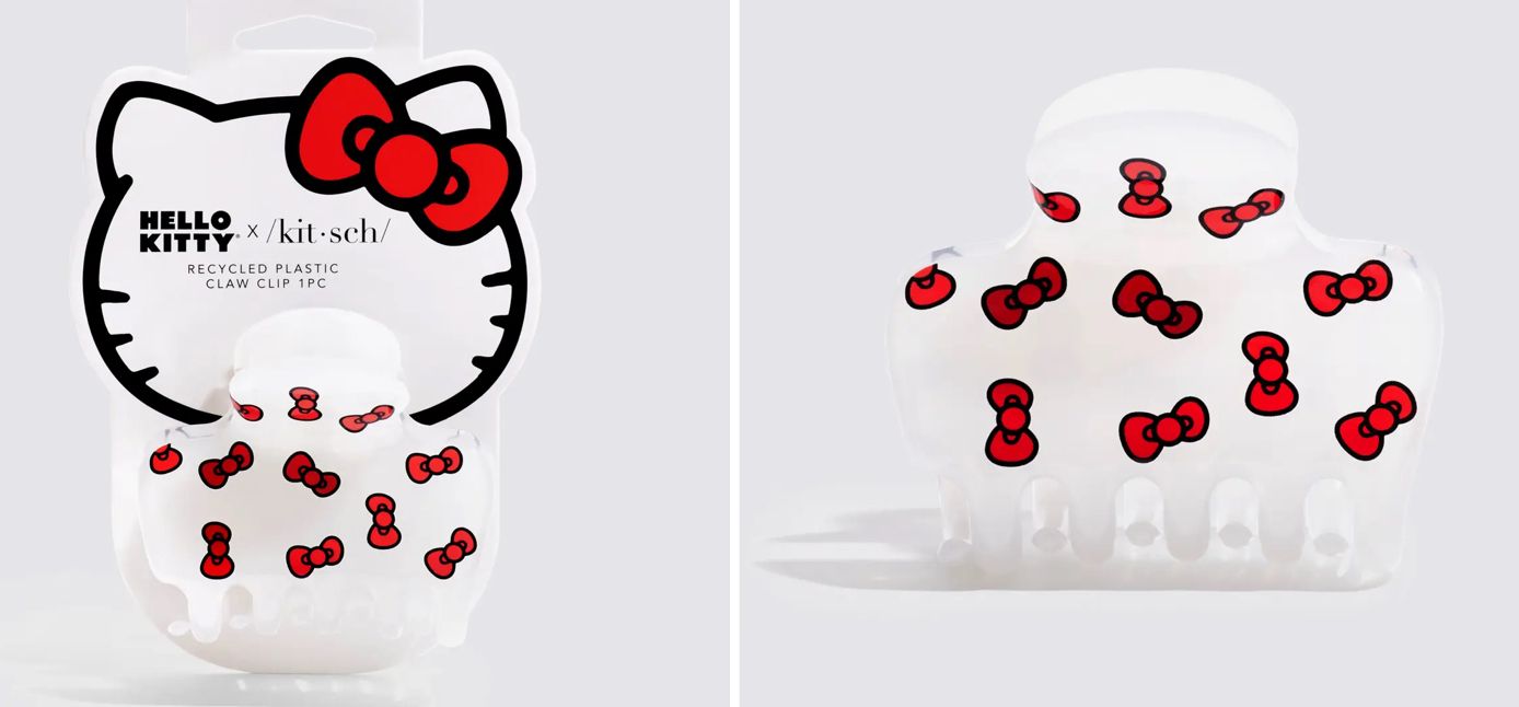 Hello Kitty X Kitsch Recycled Puffy Claw Clip-kitty bows