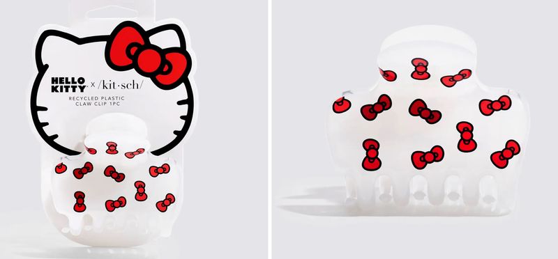 Hello Kitty X Kitsch Recycled Puffy Claw Clip-kitty bows