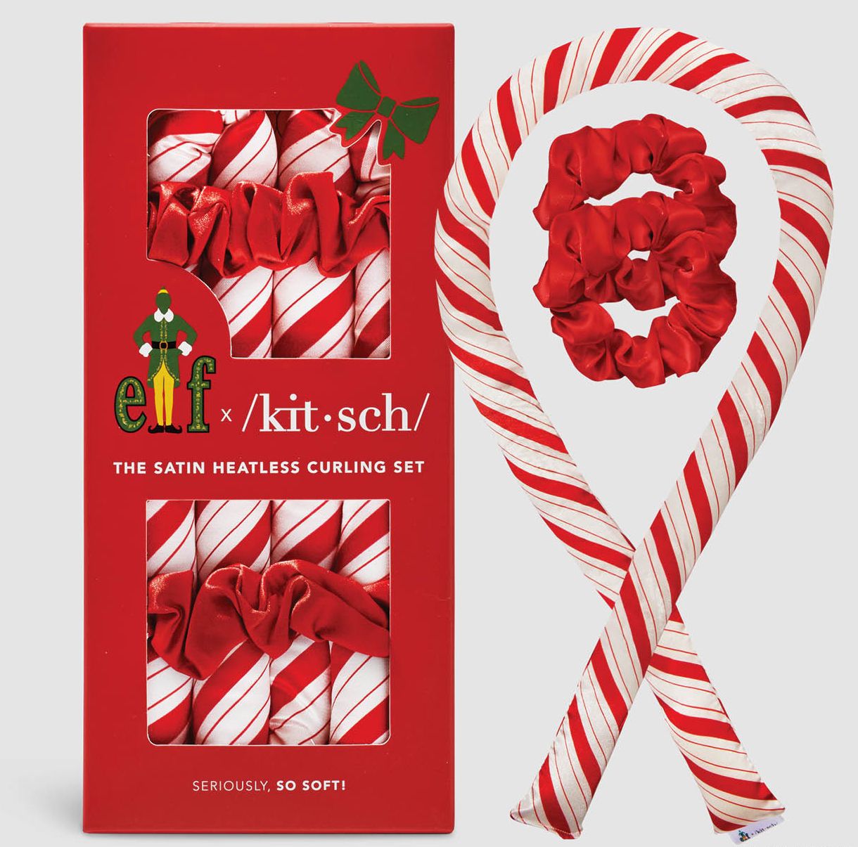 Elf X Kitsch Satin Heatless Set-Candy Cane