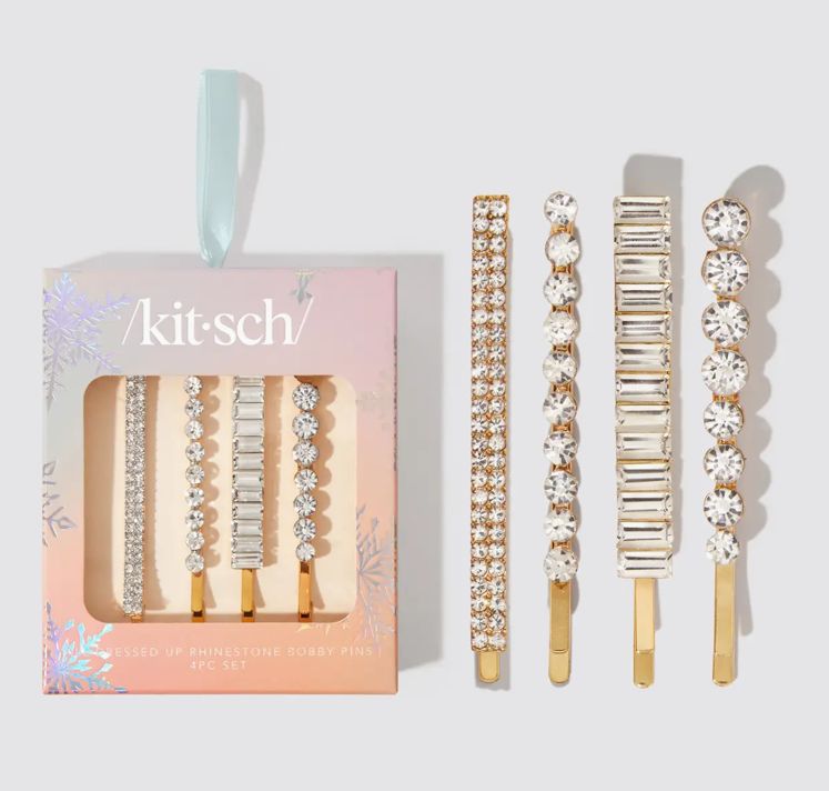 Holiday All Dressed Up Rhinestone Bobby Pins 4pc 