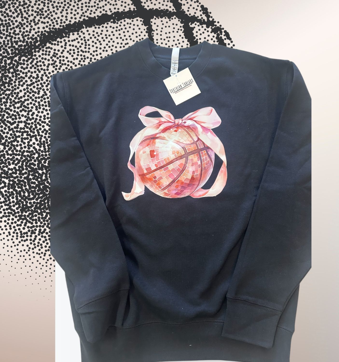 Pink Disco Basketball w/Bow Unisex Sweatshirt