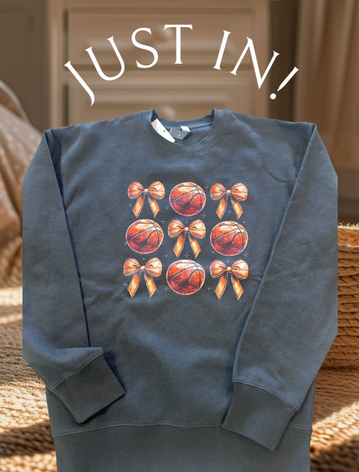 Basketball and Bows Unisex Crewneck Sweatshirt