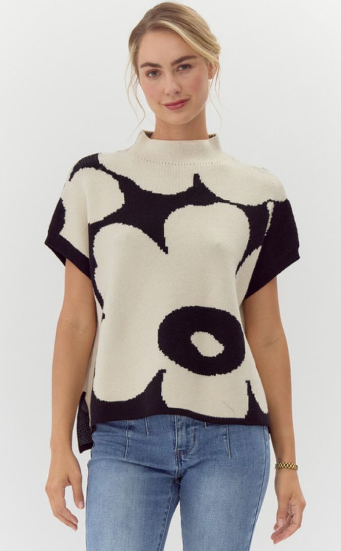Jodifl Big flower print knit top
