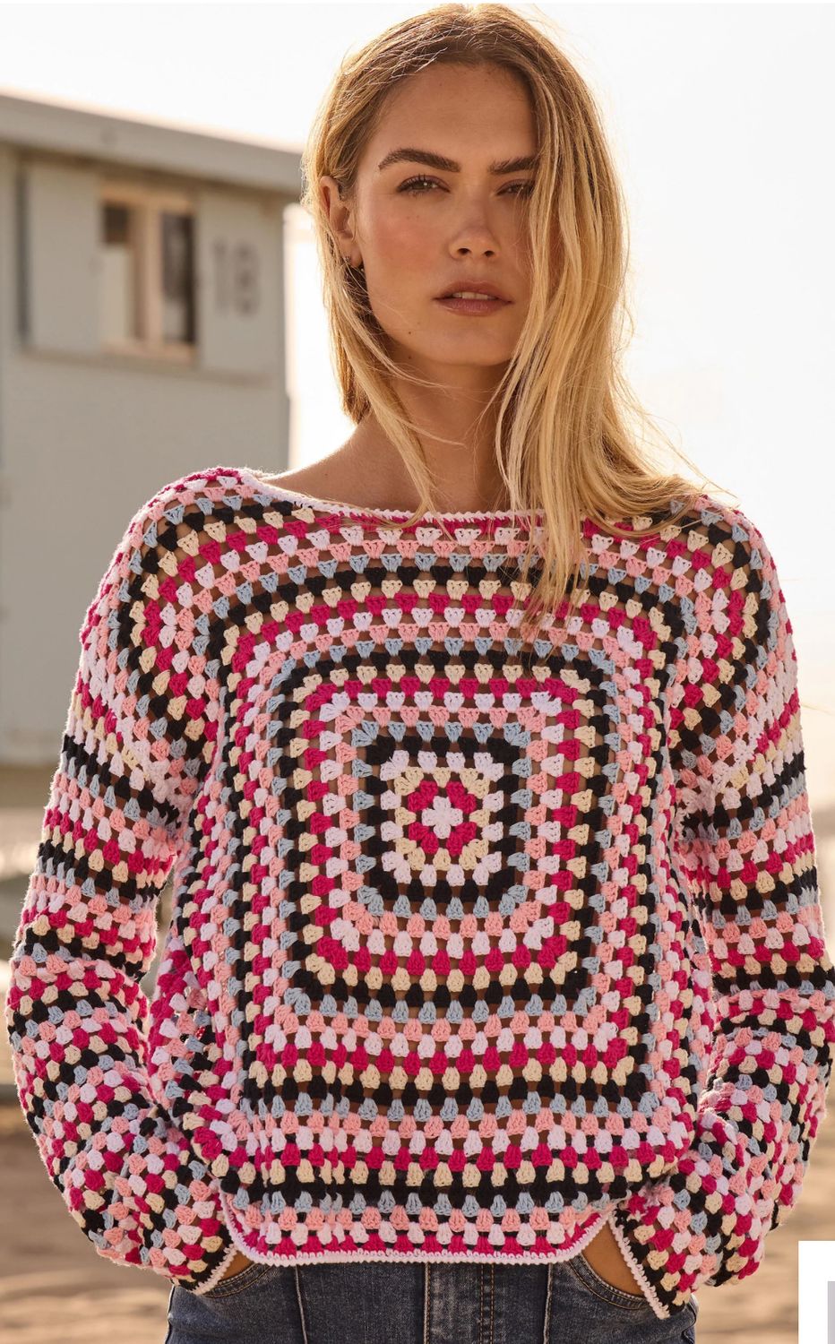 Charlie B Long Sleeve Crochet Top