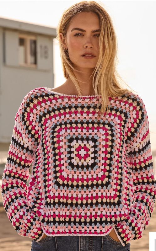 Charlie B Long Sleeve Crochet Top