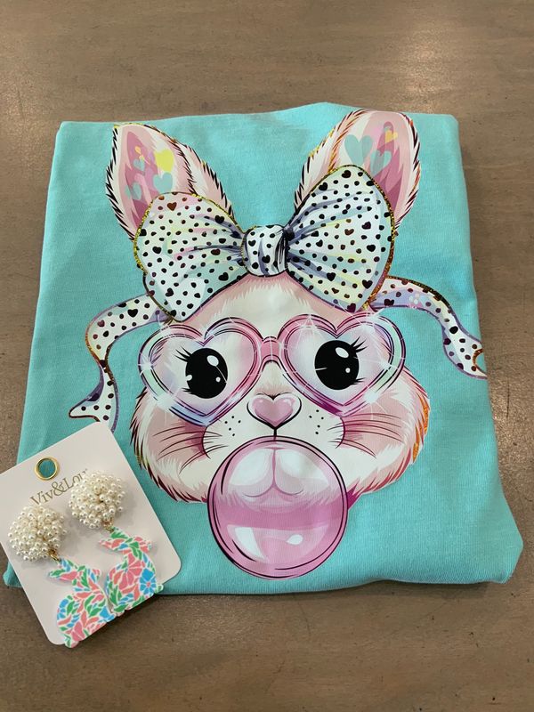 Glitter Bow Bunny Comfort Color Garment Dyed Tee