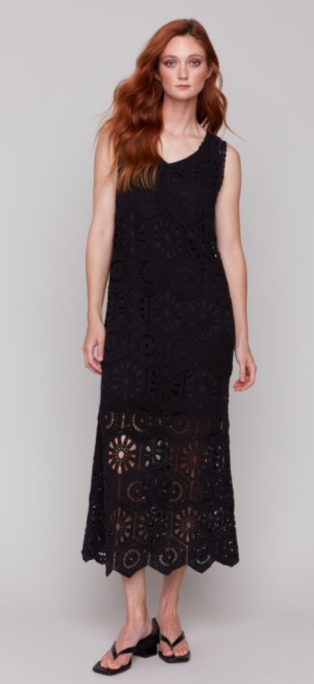 Charlie B Cotton Crochet Sleeveless maxi Dress
