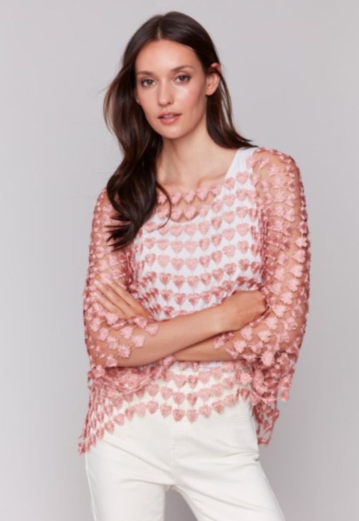 Charlie B Textured Crochet Heart Top