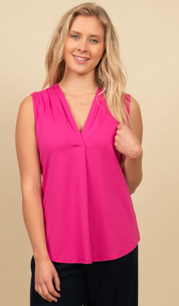 Jasmine Crepe Inverted Pleat Tank