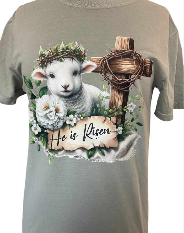 He Is Risen Lamb Comfort Color Tee