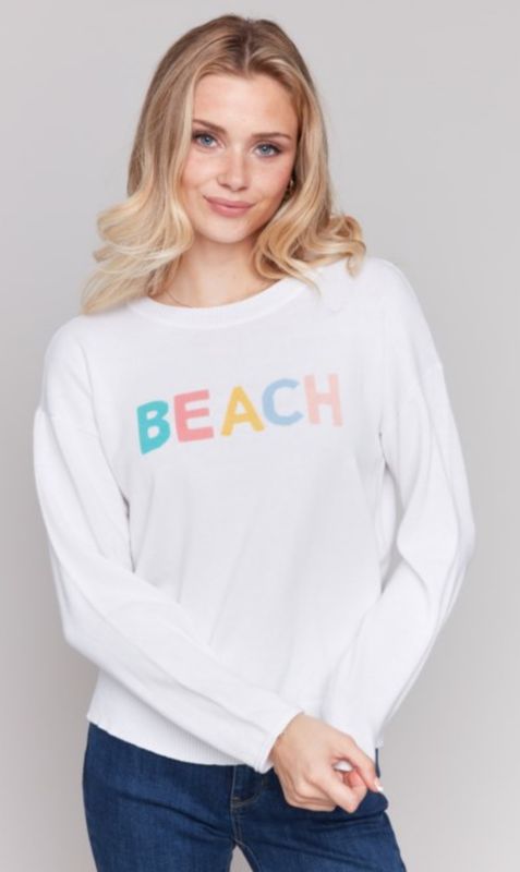 Charlie B Cotton Knit Sweater w/Beach