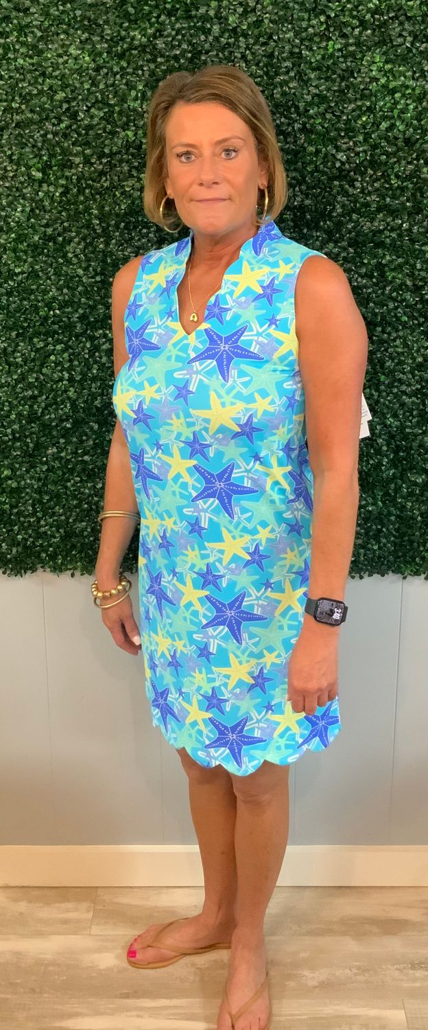 Lula- B Scallp V Neck &amp; Hem Dress