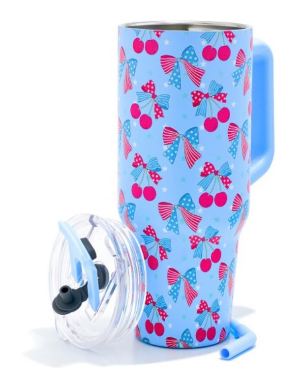 Americana Bow Cherries Printed 40oz Tumbler