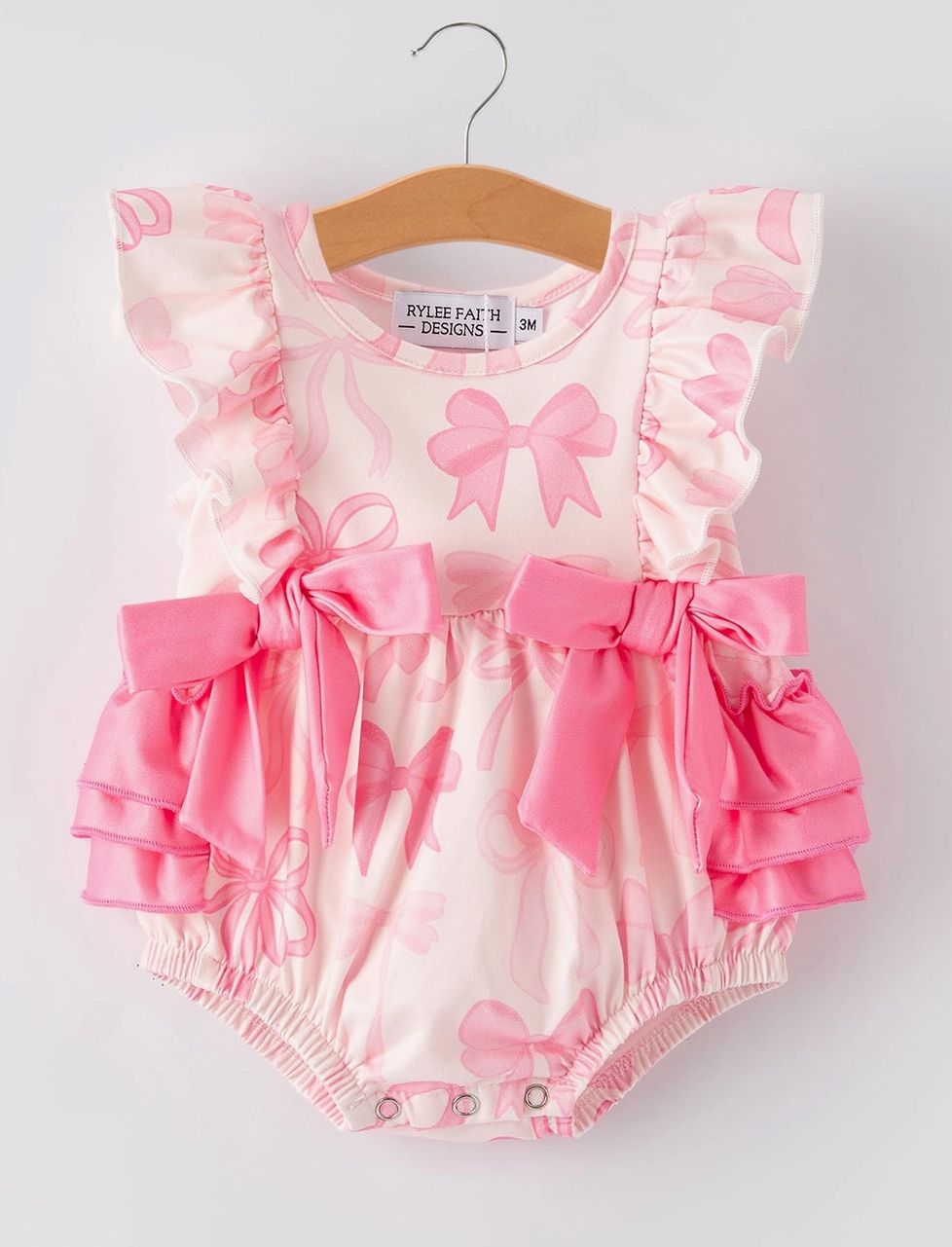 Girls Pink Bow print romper