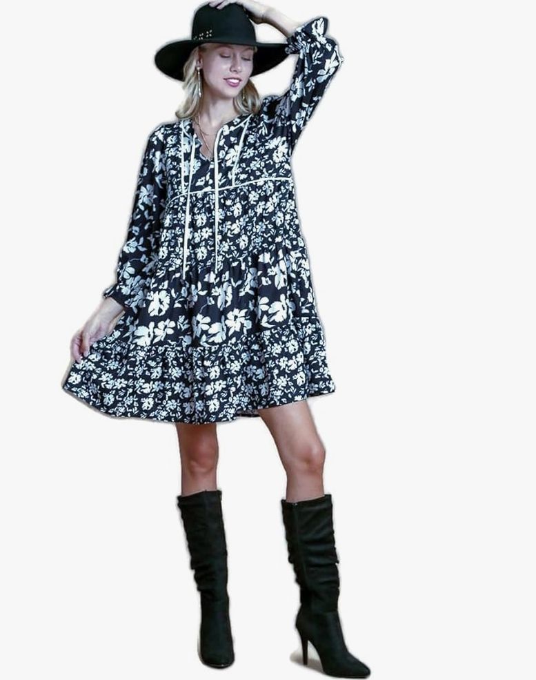 Umgee two tone floral printed dress
