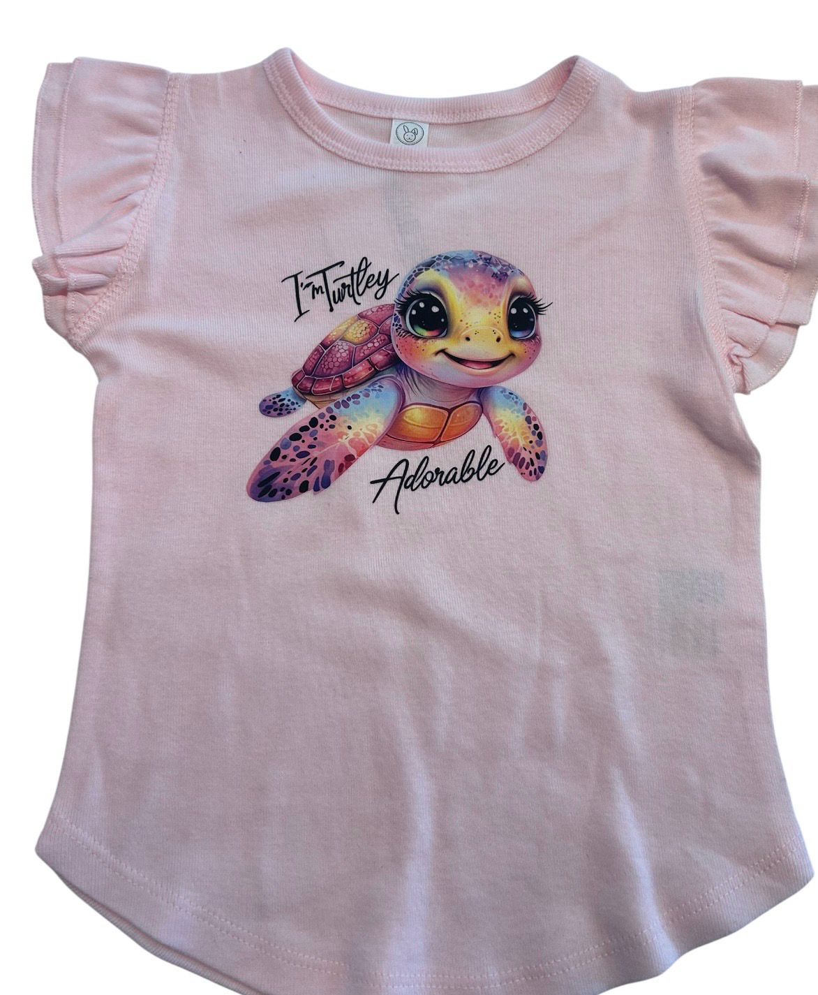I am Turtley Adorable ruffle sleeve tee