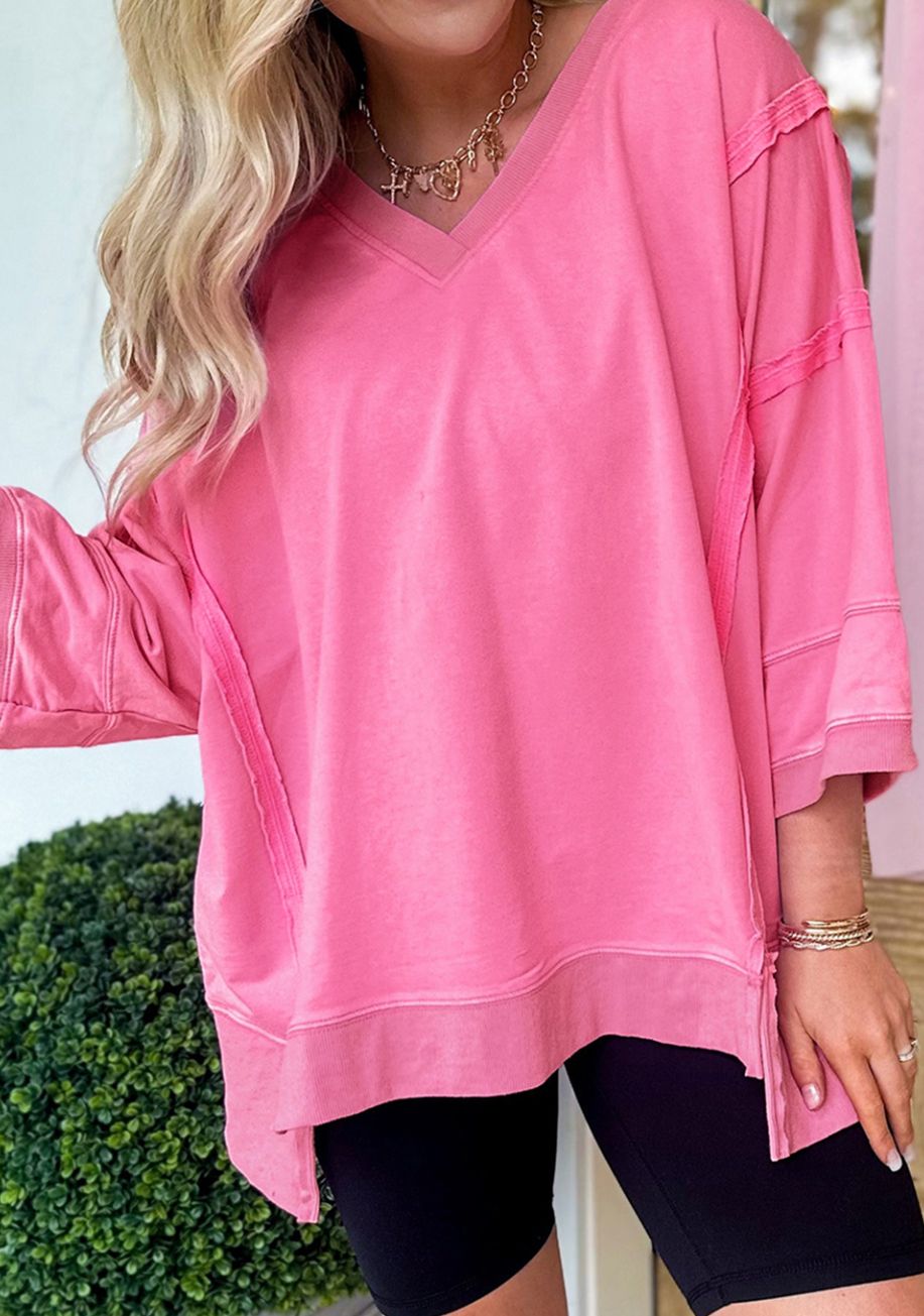 Bracelet Sleeve Mineral Washed VNeck Tshirt