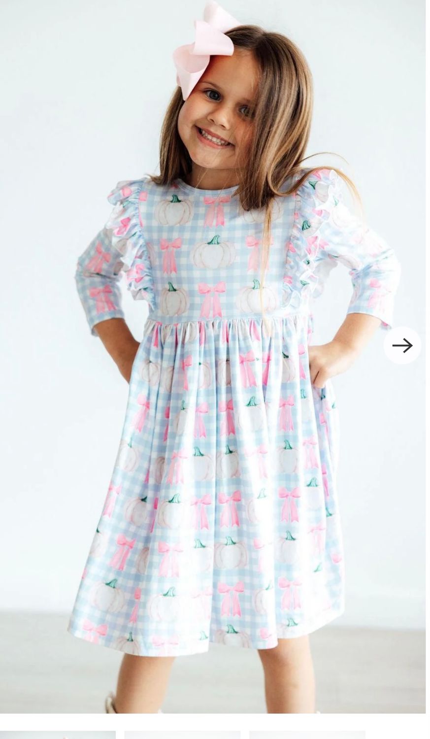 Mila &amp; Rose Pumpkin Picnic 3/4 Sleeve Ruffle Twirl