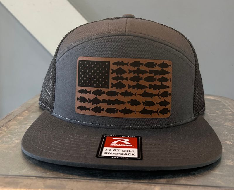 Richardson 7 panel trucker flag patch hat