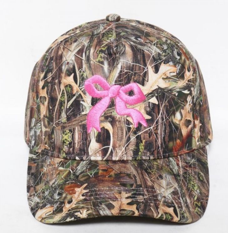 Bow Embroidered Camo Baseball Cap