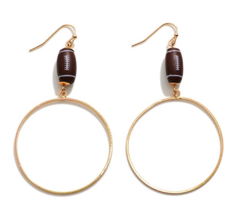 Circular Drop Earring With Football Accent
