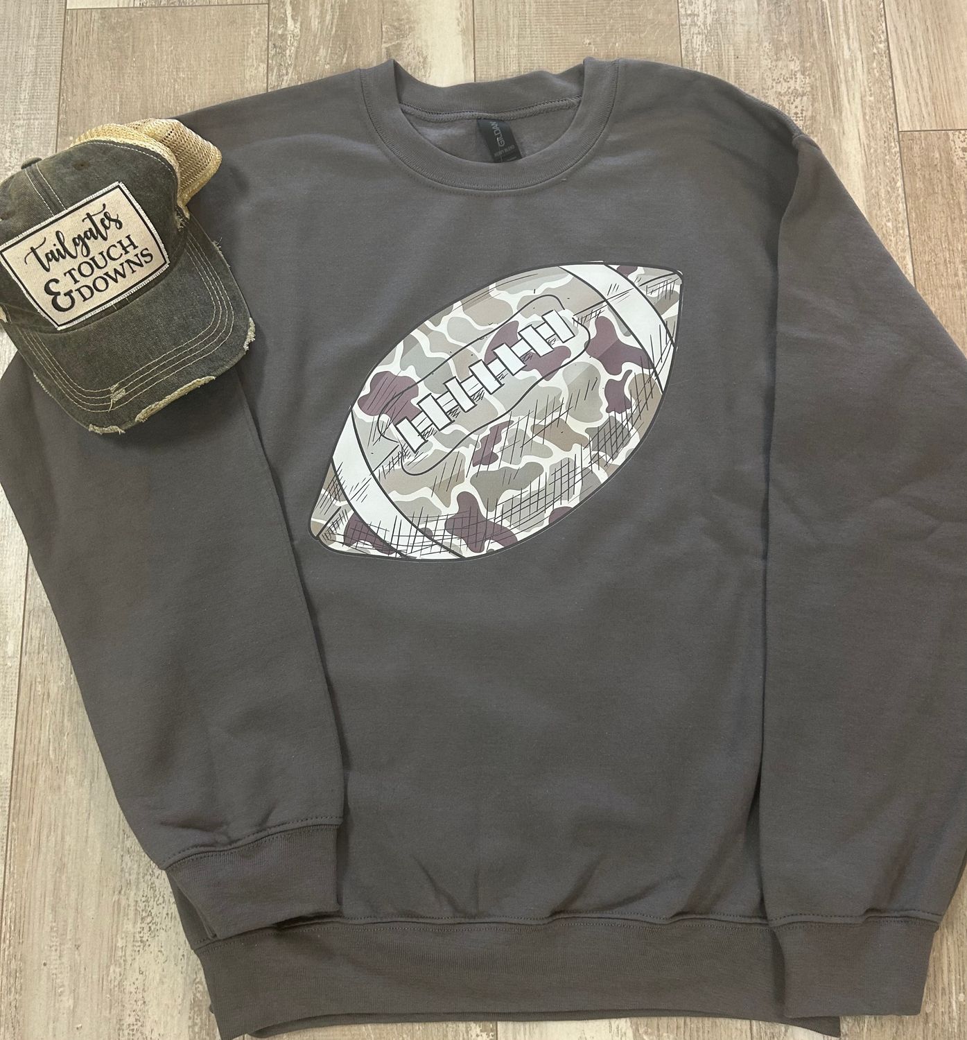 Camo Football unisex Gildan crewneck sweatshirt