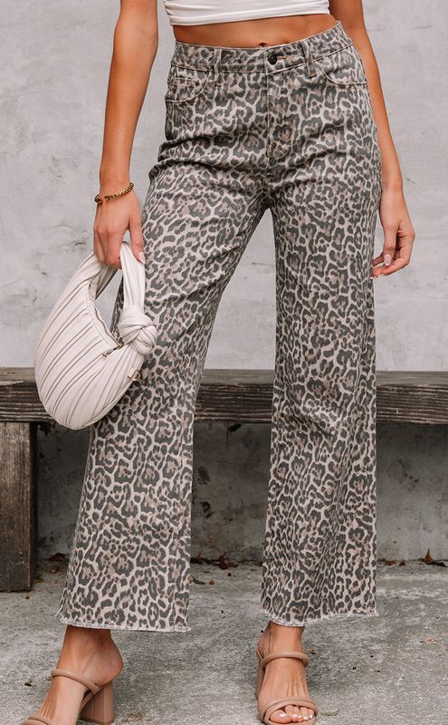 Frayed Edge Wide Leg High Waist Jeans