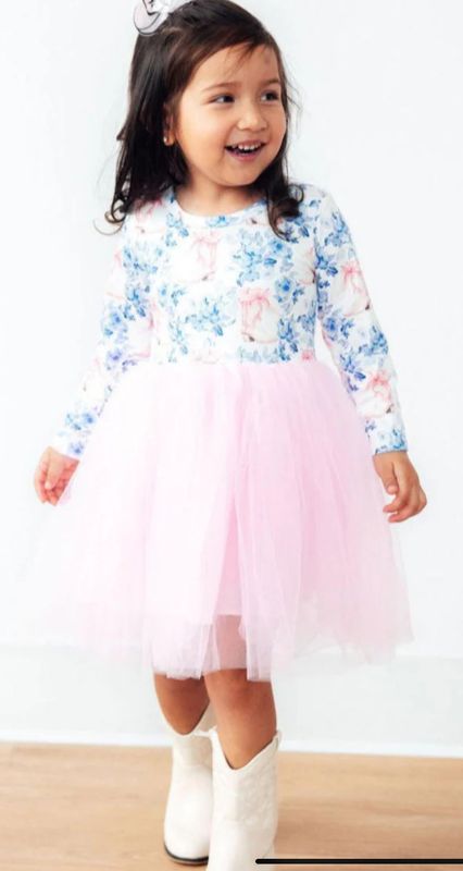 Boots with the Bows l/s Tutu Dress