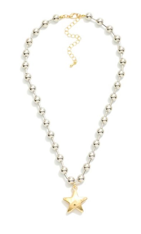 Ball Chain Necklace w/Metal Tone Star Pendant