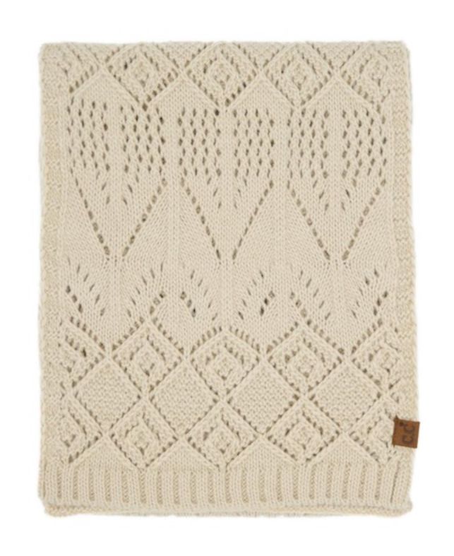 CC Beanie Diamond Lace Pattern Scarf