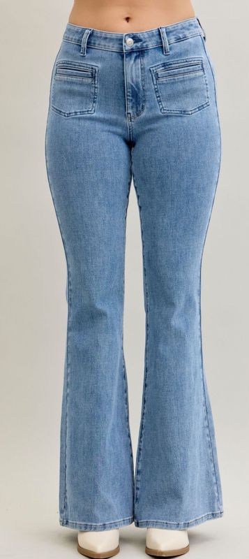 Judy Blue HW Flare patch &amp;welt pockets