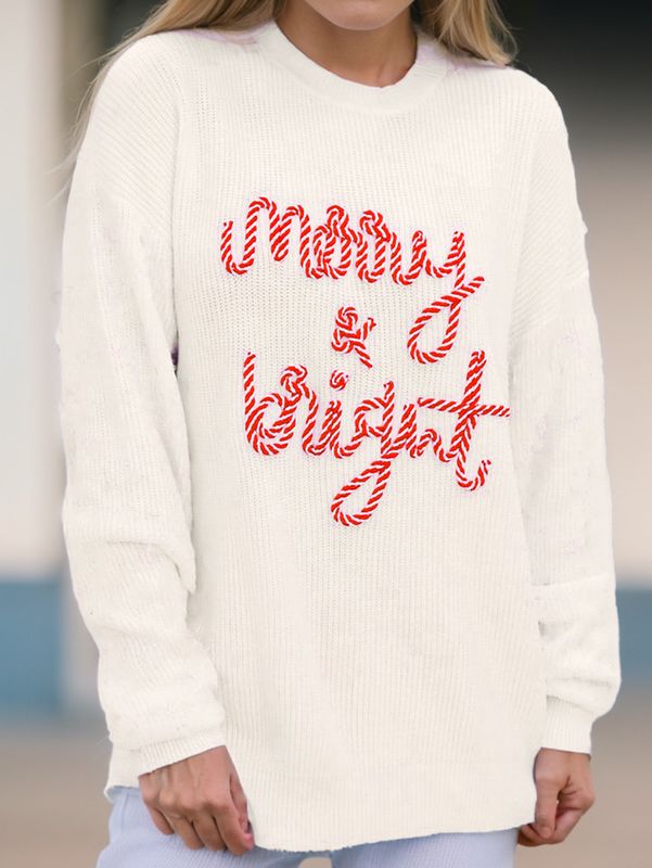 Merry Bright Letter Christmas Sweater