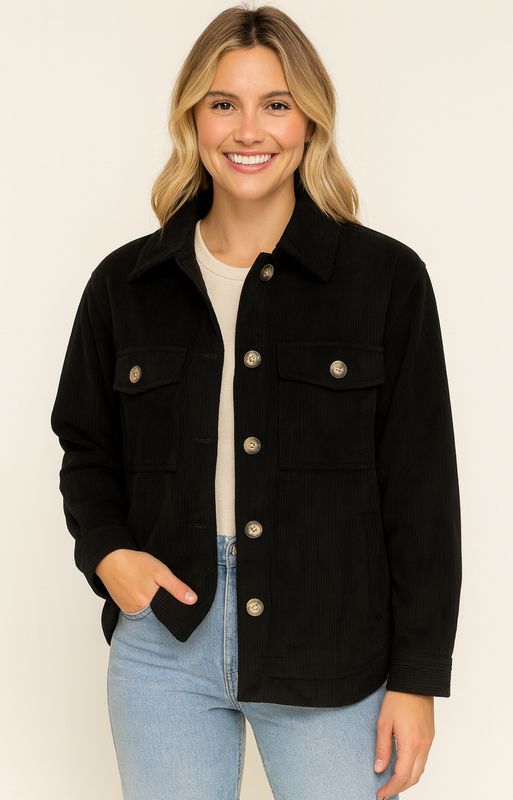 Courduroy Button Front Shacket
