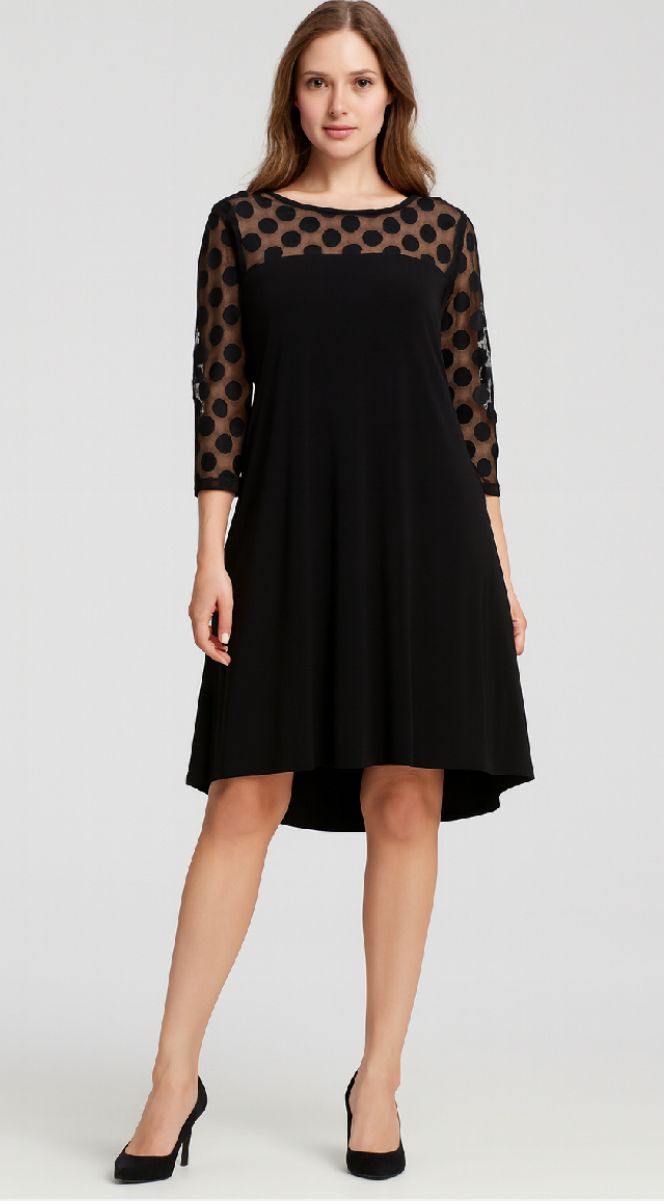 Mesh Polka Dot Trapeze Dress
