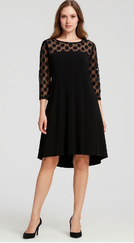 Mesh Polka Dot Trapeze Dress