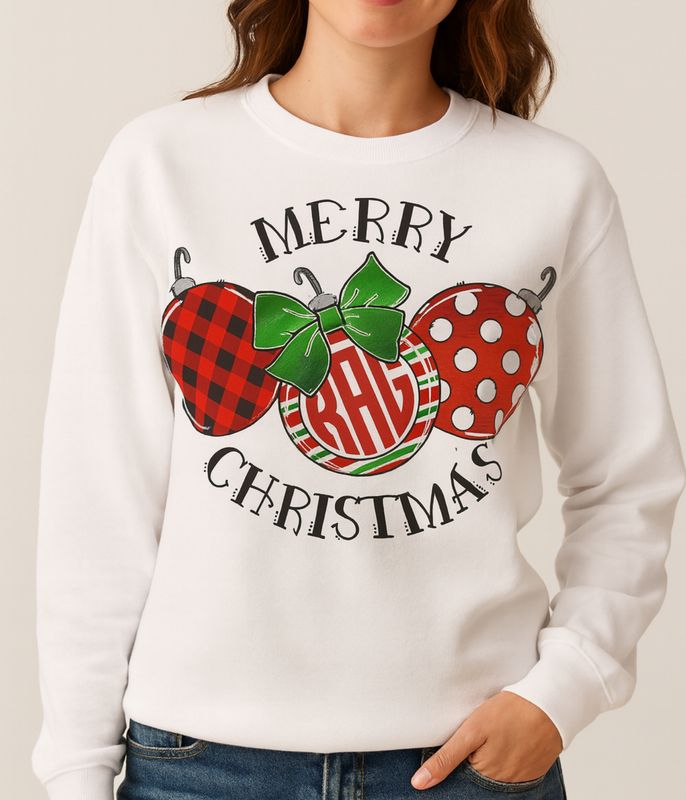 Christmas ornament monogram unisex sweatshirt
