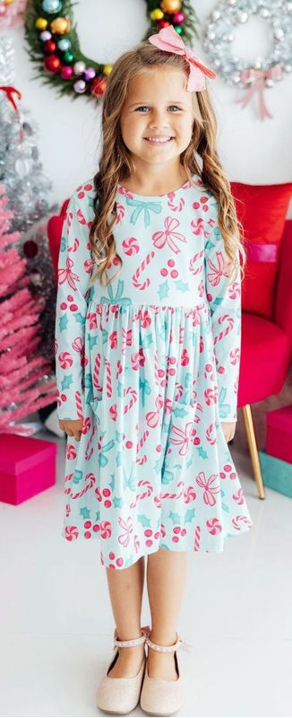 Mila &amp; Rose Christmas Cheer l/s pocket twirl dress