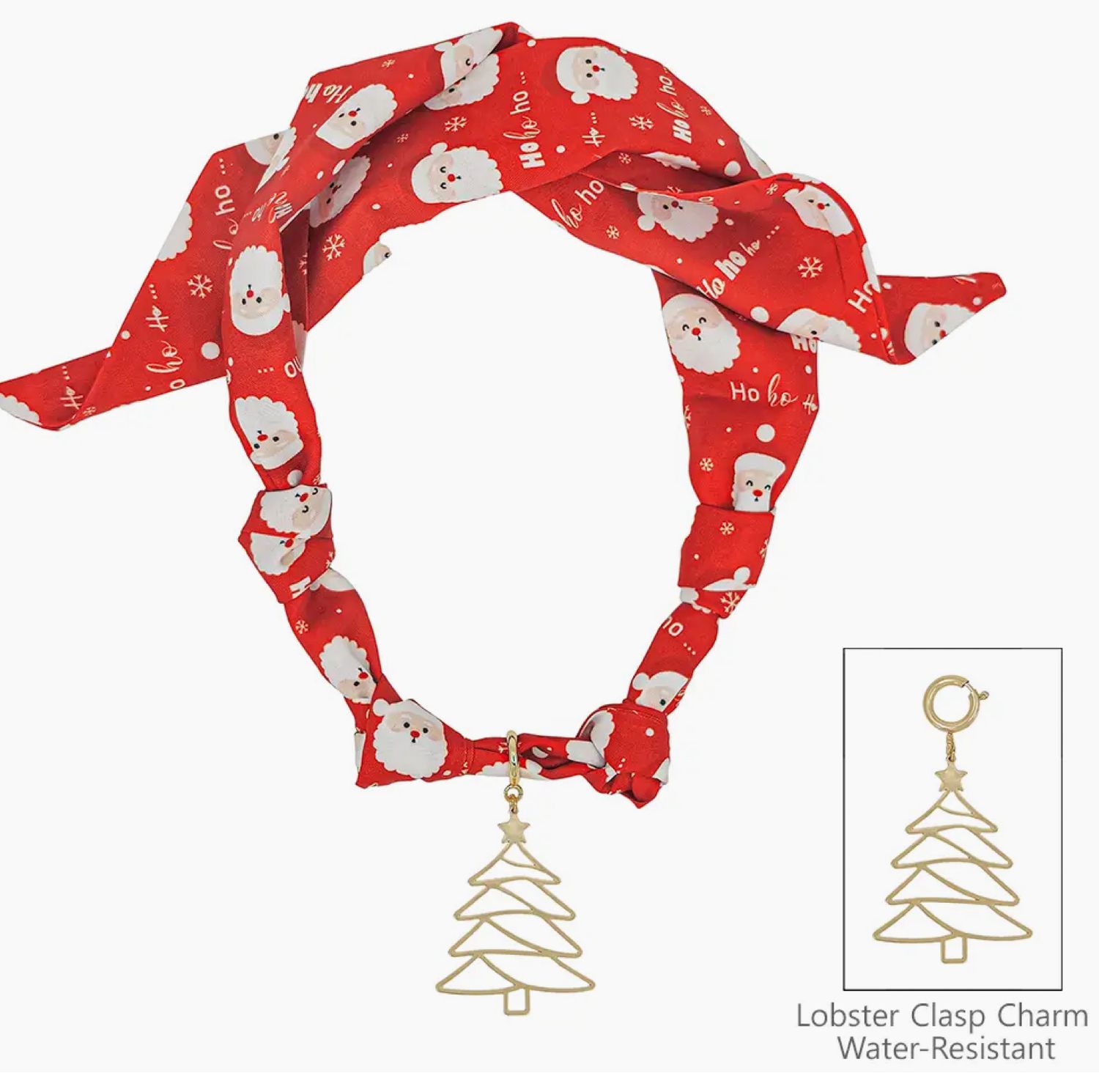 Christmas Santa Printed Silk knotted scarf necklace