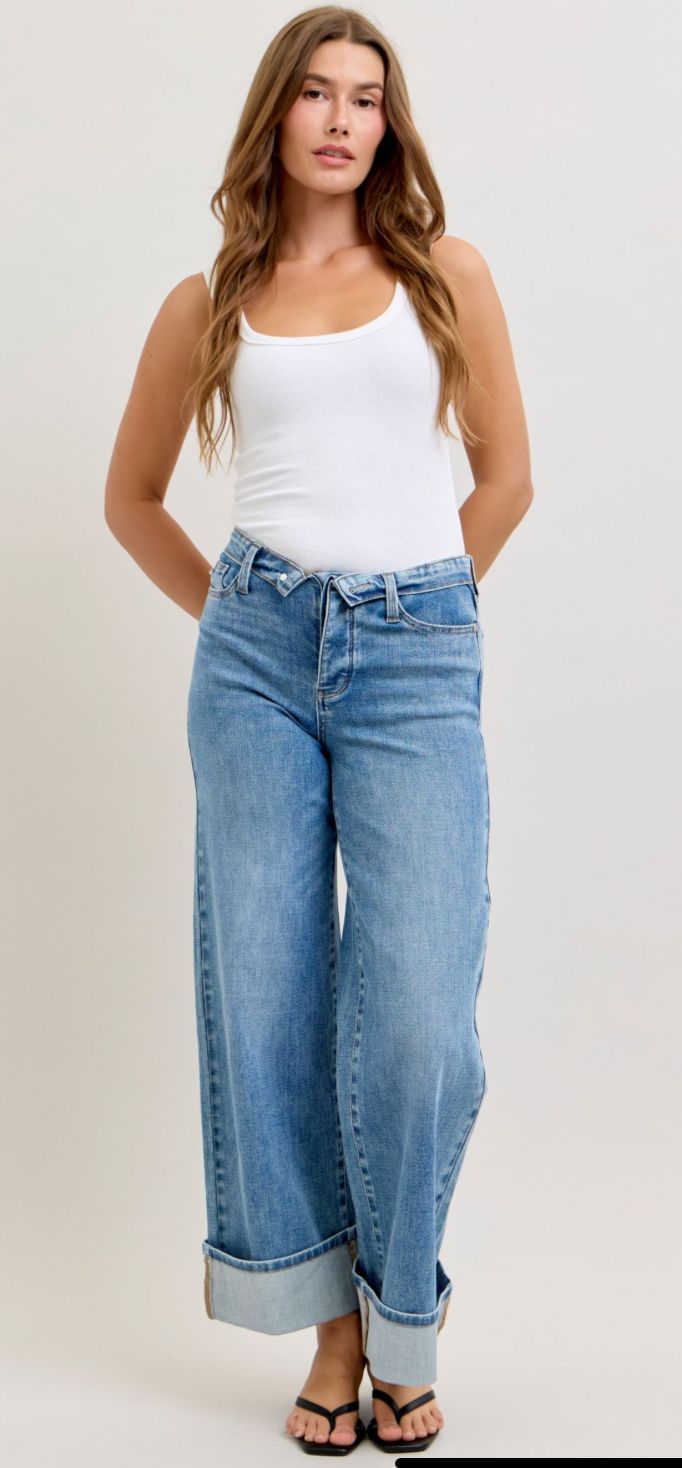 Judy Blue MR Straight w/fold over waistband