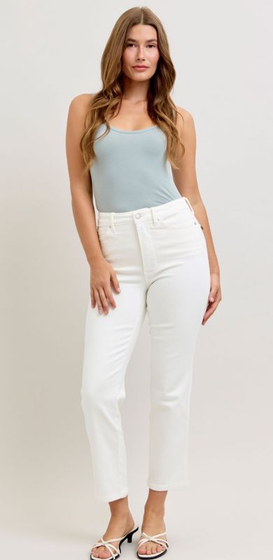 Judy Blue HW Tummy control ankle straight jeans