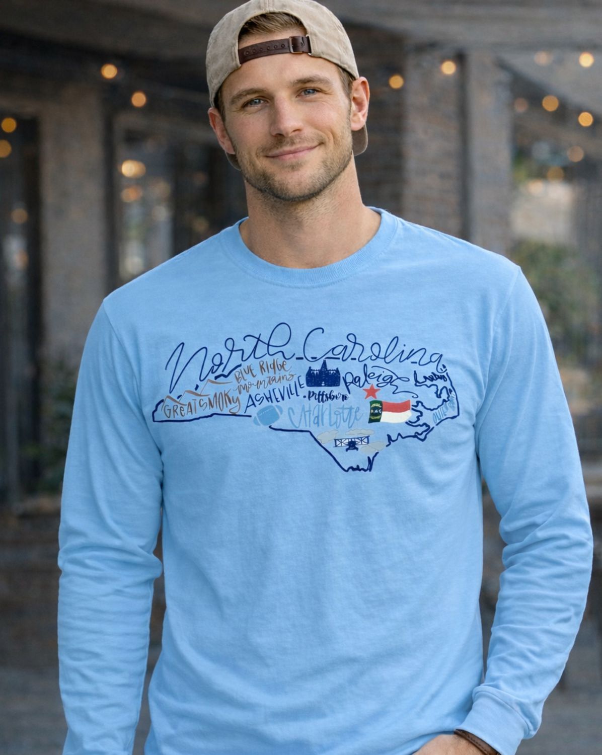 North Carolina Outline L/S Comfort Color Tee