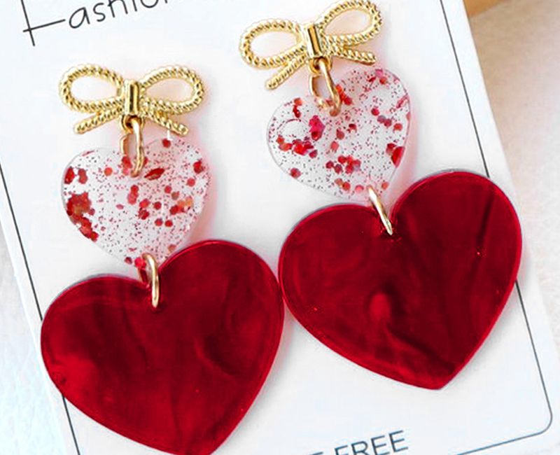 Bow Knot Heart Shape Dangle Earrings
