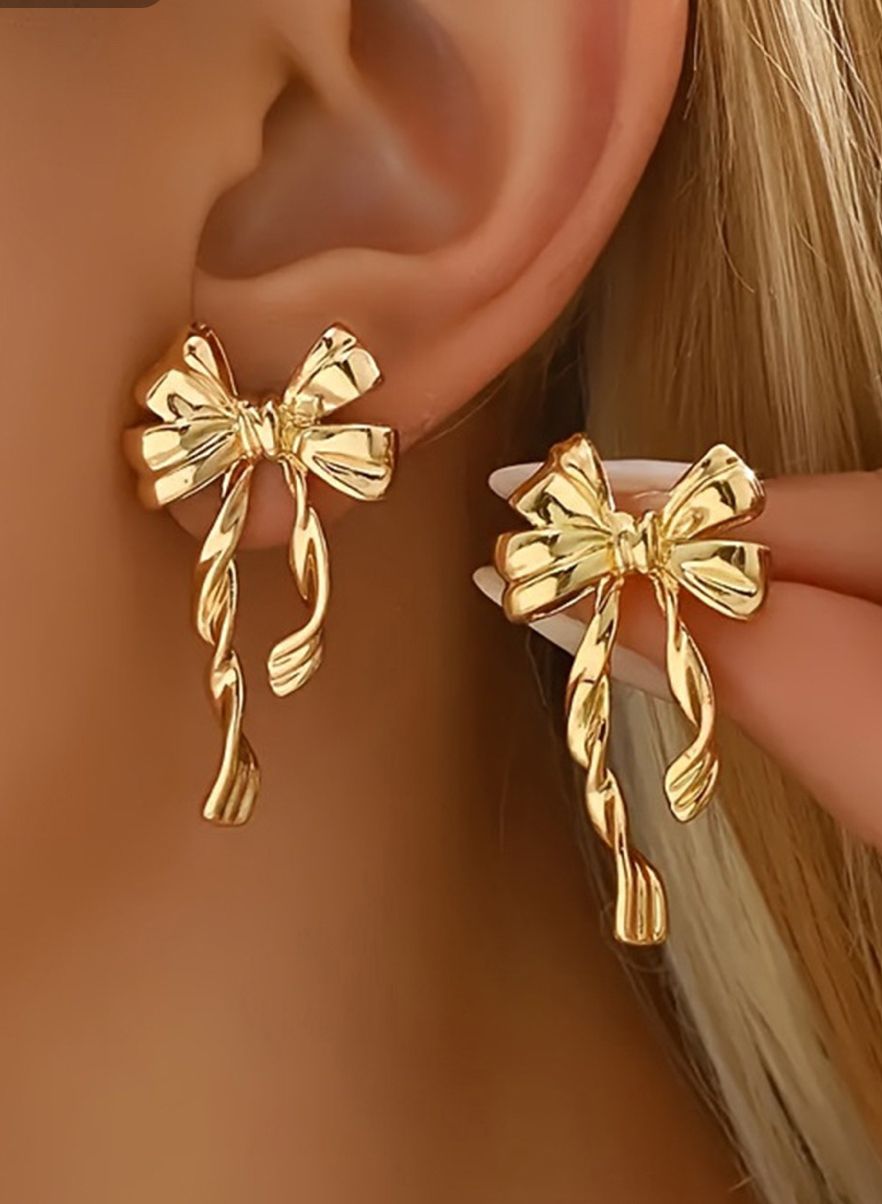 Bow Knot Plated Alloy Stud Earrings